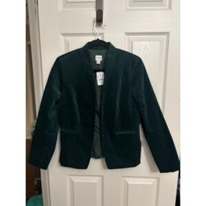 NEW J.Crew Factory | Green Velvet No Button Blazer Jacket Women's Sz 6 AG877